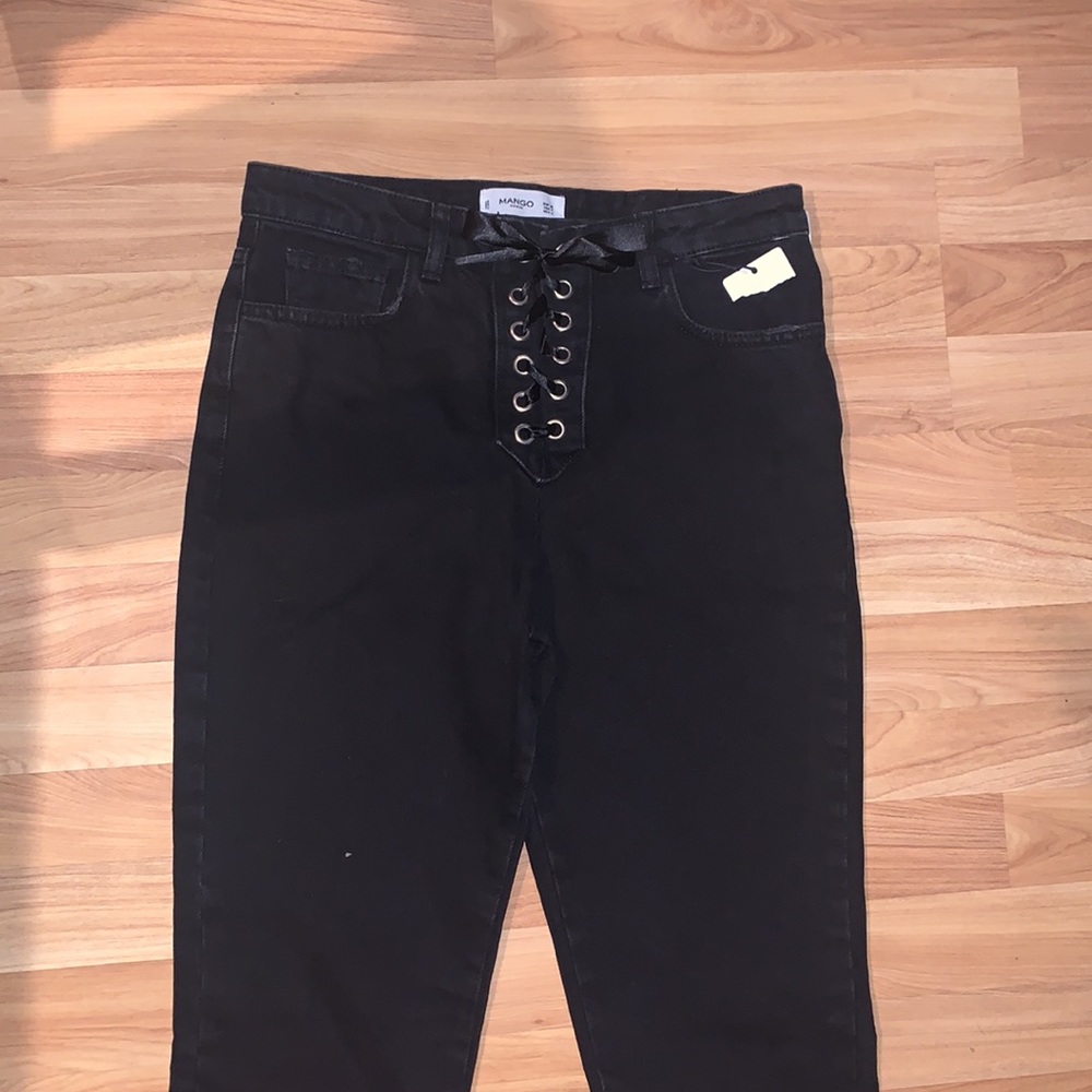 Mango | Tie Front Denim Ruffle Bottom NEW - Picture 3 of 4